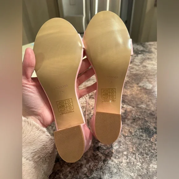 Adams Pink Ankle Strap Block Heels - Picture 6 of 6